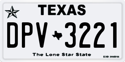 TX license plate DPV3221