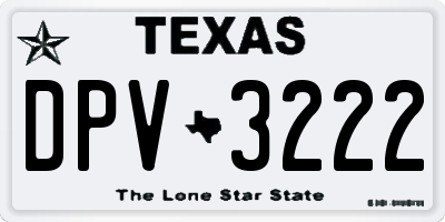 TX license plate DPV3222