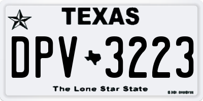 TX license plate DPV3223