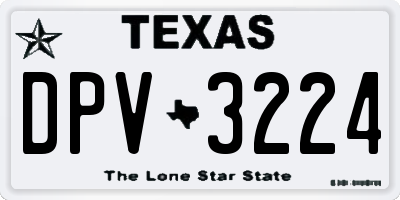 TX license plate DPV3224