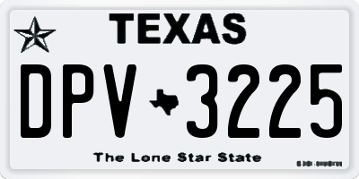 TX license plate DPV3225