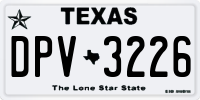 TX license plate DPV3226