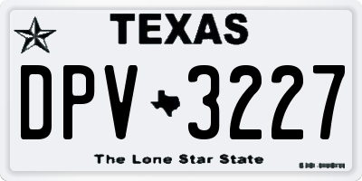 TX license plate DPV3227