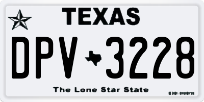 TX license plate DPV3228