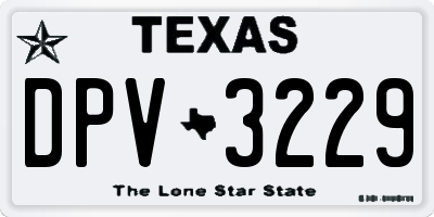 TX license plate DPV3229