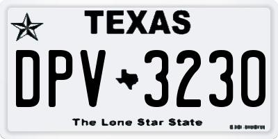 TX license plate DPV3230