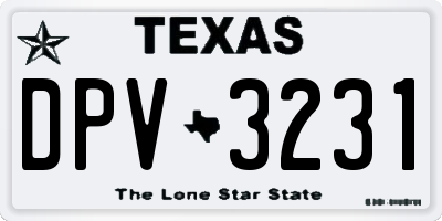 TX license plate DPV3231