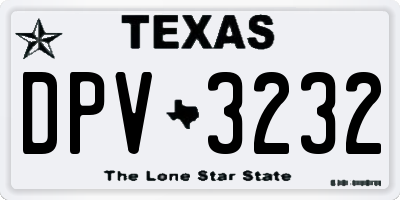 TX license plate DPV3232