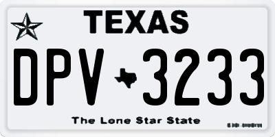 TX license plate DPV3233