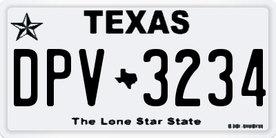 TX license plate DPV3234