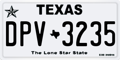 TX license plate DPV3235