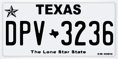 TX license plate DPV3236