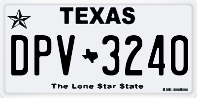 TX license plate DPV3240