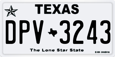 TX license plate DPV3243