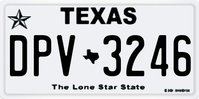 TX license plate DPV3246