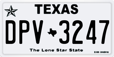 TX license plate DPV3247