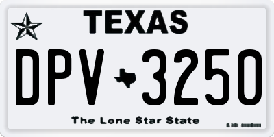 TX license plate DPV3250