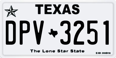 TX license plate DPV3251