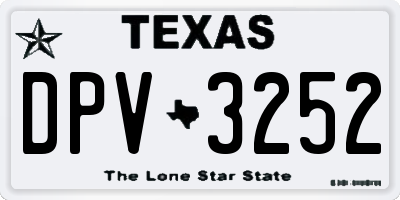 TX license plate DPV3252