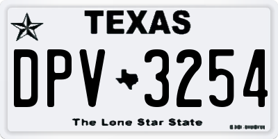 TX license plate DPV3254