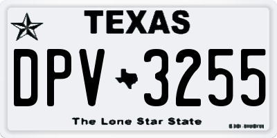 TX license plate DPV3255