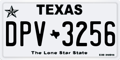 TX license plate DPV3256