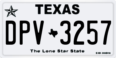 TX license plate DPV3257