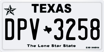 TX license plate DPV3258