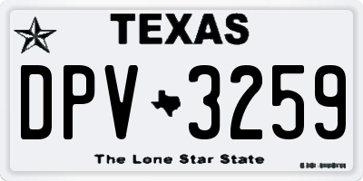 TX license plate DPV3259