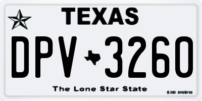 TX license plate DPV3260