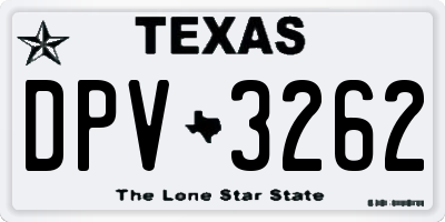 TX license plate DPV3262