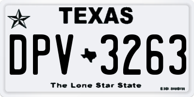 TX license plate DPV3263