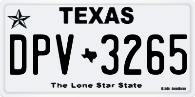 TX license plate DPV3265