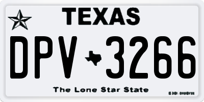 TX license plate DPV3266