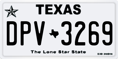 TX license plate DPV3269