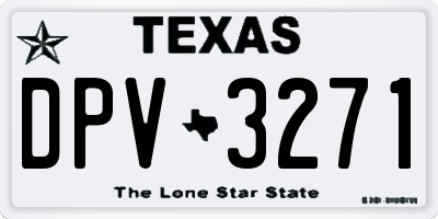 TX license plate DPV3271