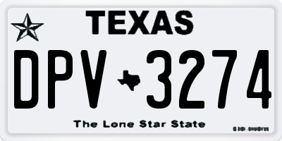 TX license plate DPV3274