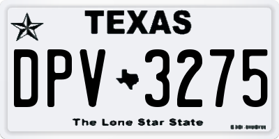 TX license plate DPV3275