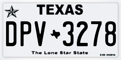 TX license plate DPV3278