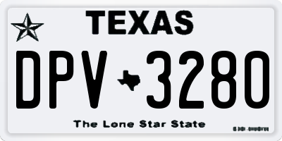 TX license plate DPV3280