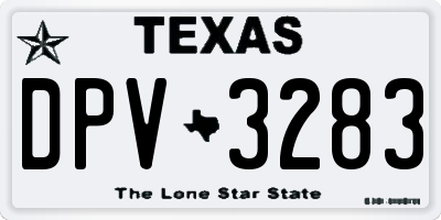 TX license plate DPV3283