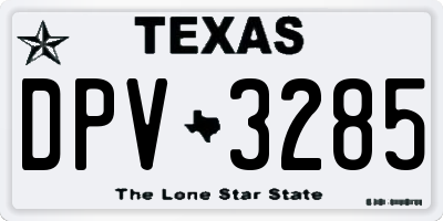 TX license plate DPV3285