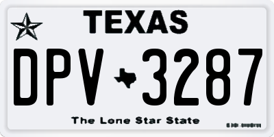 TX license plate DPV3287