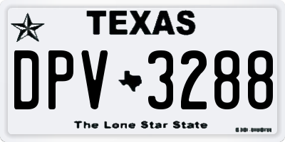 TX license plate DPV3288