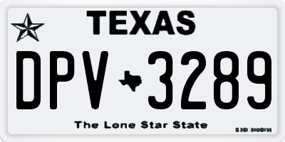 TX license plate DPV3289