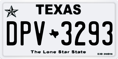 TX license plate DPV3293