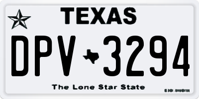 TX license plate DPV3294