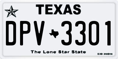 TX license plate DPV3301