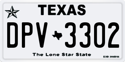 TX license plate DPV3302