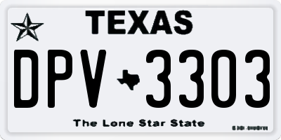 TX license plate DPV3303